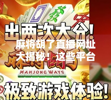 麻将胡了直播网址大揭秘！这些平台让你边看边学，还能赢大奖？