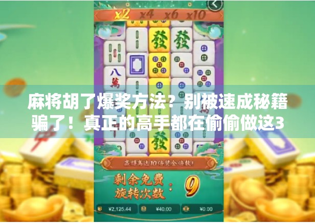 麻将胡了爆奖方法?别被速成秘籍骗了!真正的高手都在偷偷做这3件事! 麻将胡了爆奖方法?别被速成秘籍骗了!真正的高手都在偷偷做这3件事!